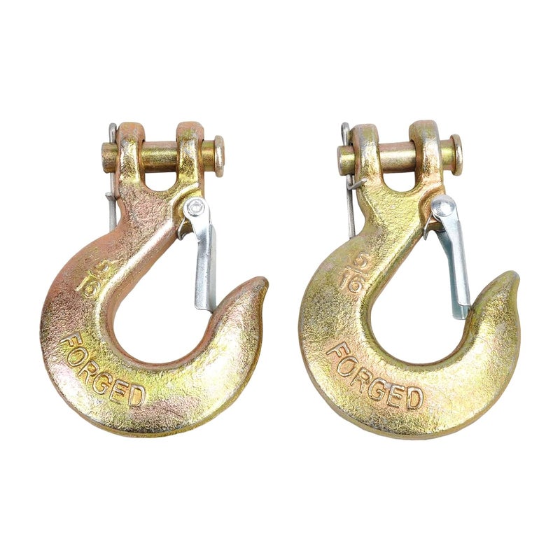TBAPFS 2 Pack 5/16" Inch Clevis Grab Hooks G70 Steel Chain Slip Hook with Safety Latch 14000 Lbs Capacity Working with Towing and Chain - Image 1